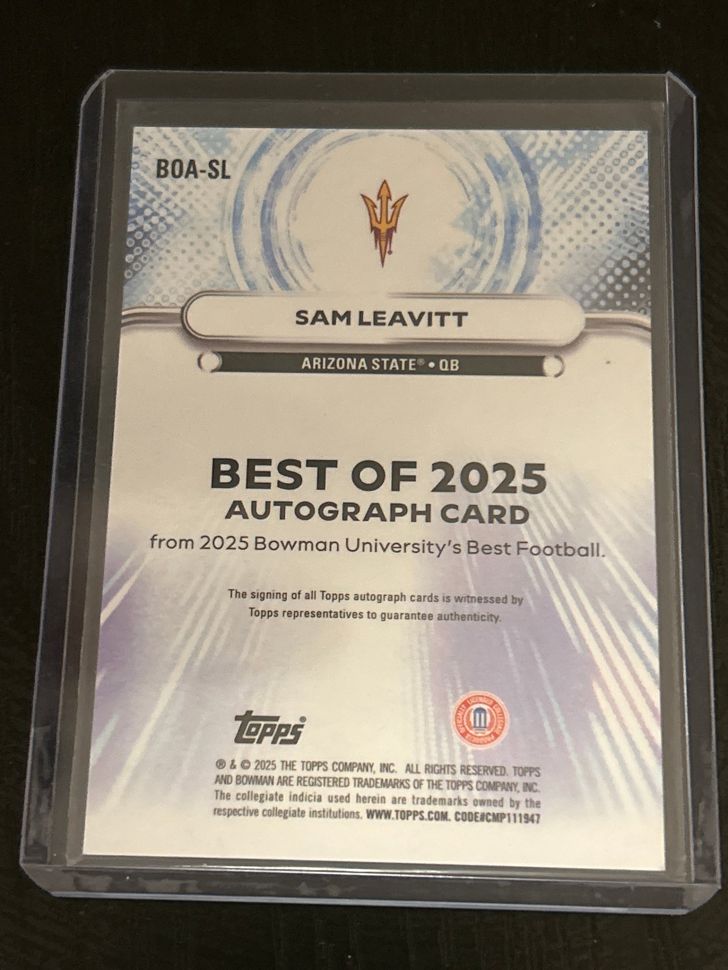 2025 Bowman's Best University - Best of 2025 Autographs Sam Leavitt #BOA-SL